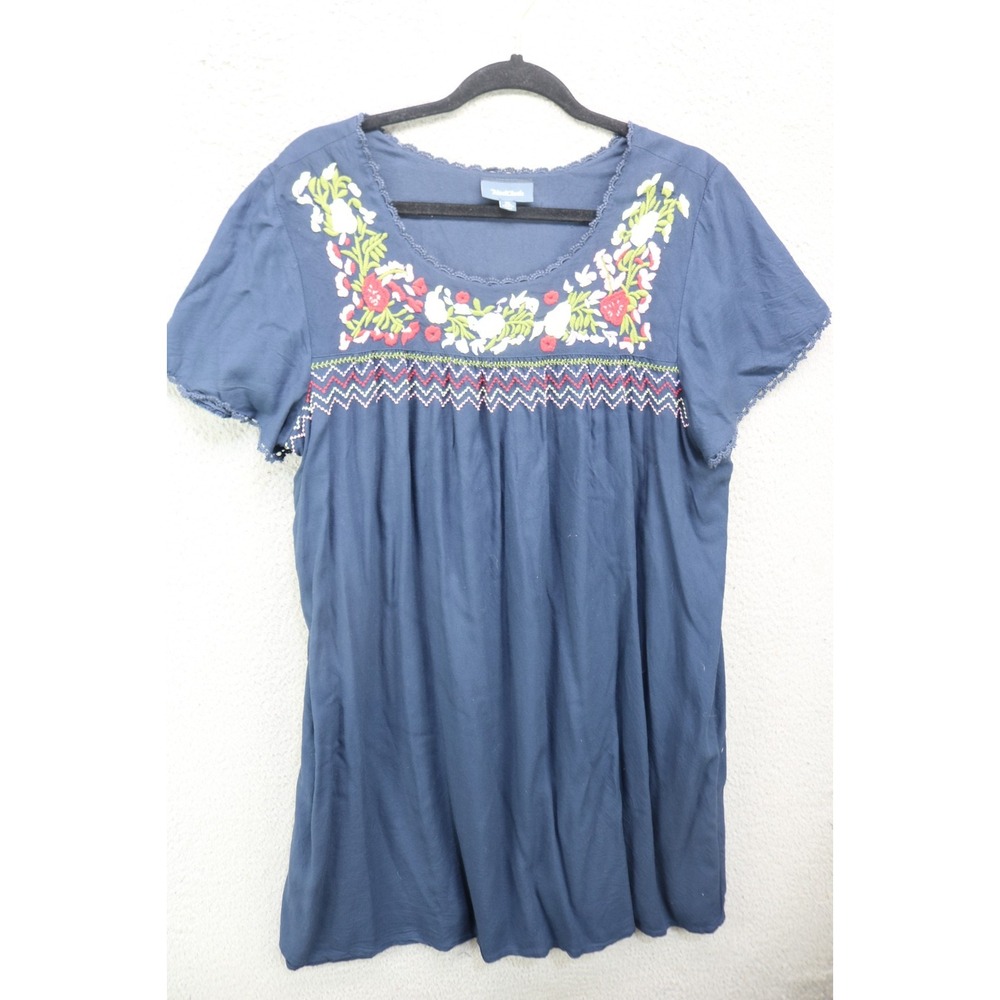 Modcloth Anthropologie Short Flutter Crochet Sleeve Embroidered Dress-XL-Boho